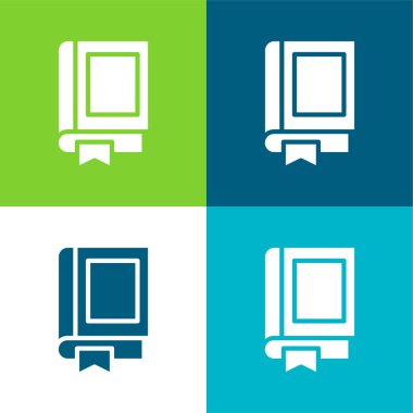 Kitap Düz 4 renk minimal simgesi seti