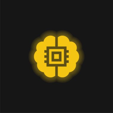 Beyin sarısı parlak neon simgesi