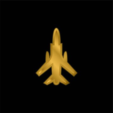 Ordu uçağı Bottom View altın kaplama metalik simge veya logo vektörü