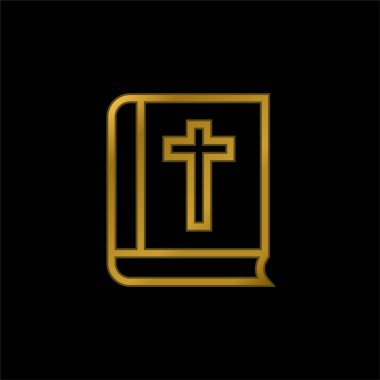 İncil Altın Kaplamalı Metal Simge veya Logo Vektörü