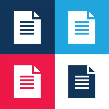 Arşiv mavi ve kırmızı dört renk minimal simge kümesi