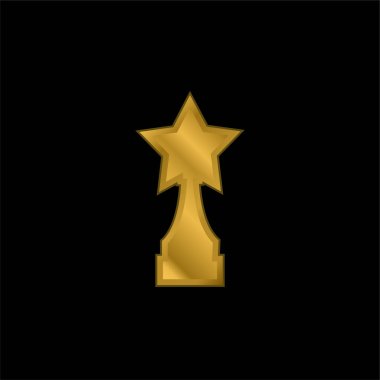 Award Trophy With Star Shape gold plated metalic icon or logo vector clipart