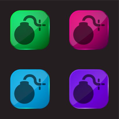 Yanan Fünye ile Bomba Dört renkli cam simge