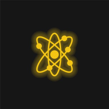 Atom yellow glowing neon icon clipart