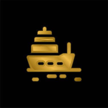 Tekne altın kaplamalı metalik simge veya logo vektörü
