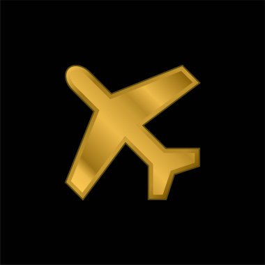Uçak altın kaplama metalik simge veya logo vektörü