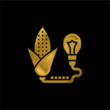 Biyokütle altın kaplama metalik simge veya logo vektörü