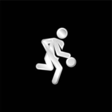 Basketbolcu gümüş kaplama metalik simge
