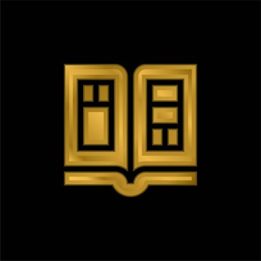 Kitap altın kaplamalı metalik simge veya logo vektörü