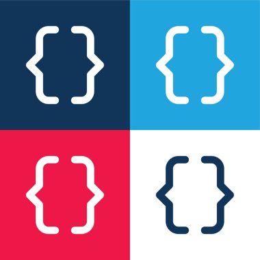Brackets blue and red four color minimal icon set clipart