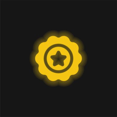 Rozet sarı parlak neon simgesi