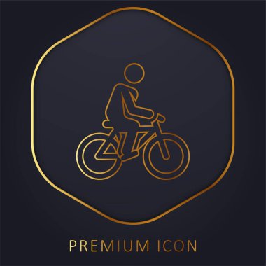 Altın çizgili bisiklet logosu veya simgesi