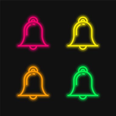Alarm dört renk parlayan neon vektör simgesi