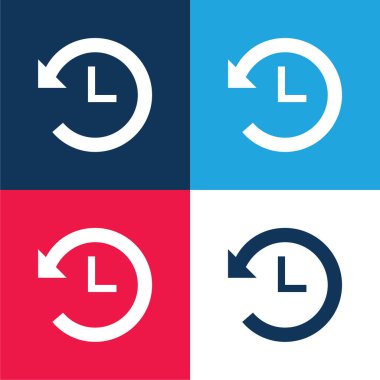 Geriye Zaman mavi ve kırmızı dört renk minimal simgesi