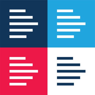 Çizelge mavi ve kırmızı dört renk minimal simge kümesi