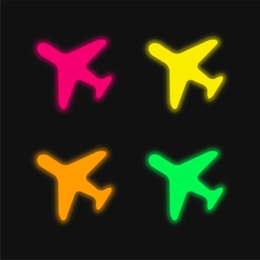 Soldan bakan dört renkli neon vektör simgesi