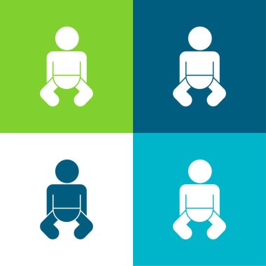 Bebek Siyah Gövde Düz 4 Renk en az simge kümesi