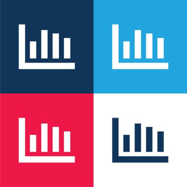Çizelge mavi ve kırmızı dört renk minimal simge kümesi