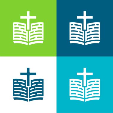 Bible Flat four color minimal icon set clipart