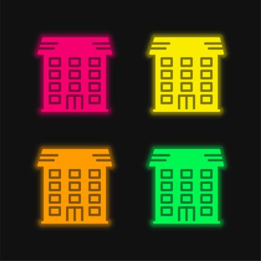 Daire 4 renkli parlak neon vektör simgesi