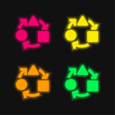 Uyarlanabilir dört renk parlayan neon vektör simgesi