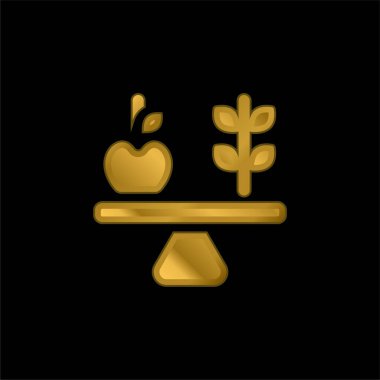 Altın kaplama metalik simge veya logo vektörünü dengele