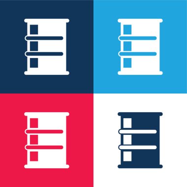 Fıçı Taşıyıcı mavi ve kırmızı dört renk minimal simgesi seti