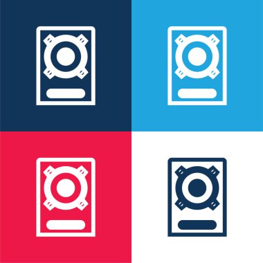 Boombox Hoparlörü mavi ve kırmızı en küçük simge kümesi