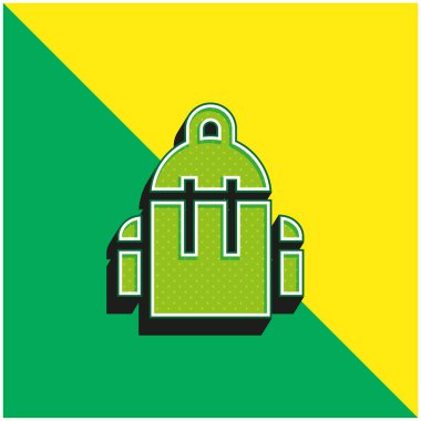 Sırt çantası yeşil ve sarı modern 3d vektör simgesi logosu