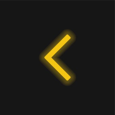 Geriye doğru ok sarı parlayan neon simgesi