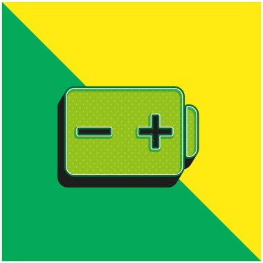 Pozitif ve Negatif Polonyalılara sahip pil Yeşil ve sarı modern 3D vektör logosunu simgeler