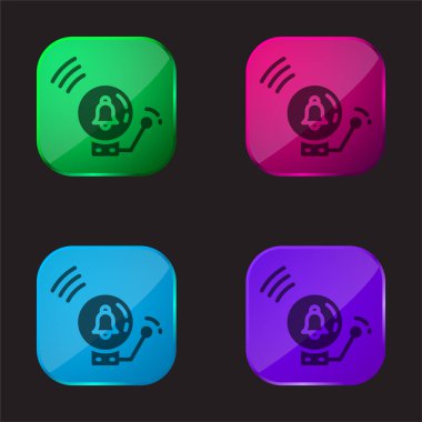 Alarm four color glass button icon clipart