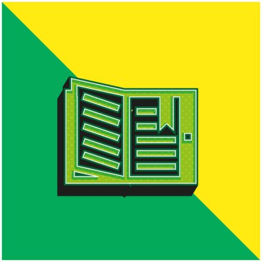 Kitap Yeşil ve Sarı Modern 3D vektör simgesi logosu