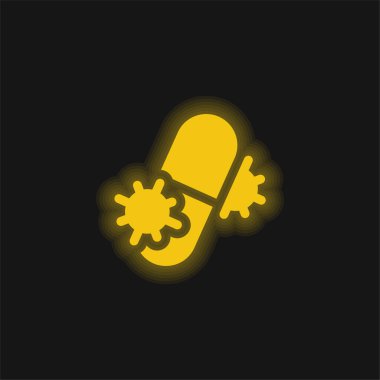 Antibiyotik sarı parlak neon simgesi