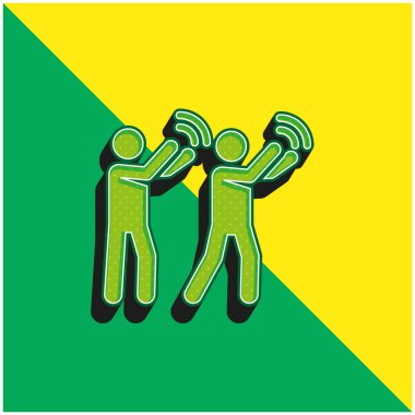 Alkışlar Yeşil ve Sarı modern 3D vektör simgesi logosu