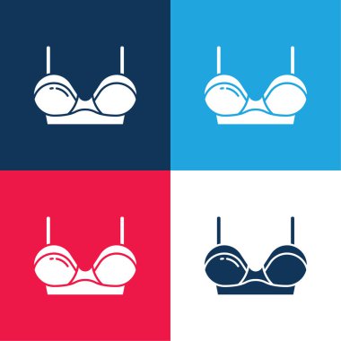 Sütyen mavi ve kırmızı dört renk minimal simge kümesi