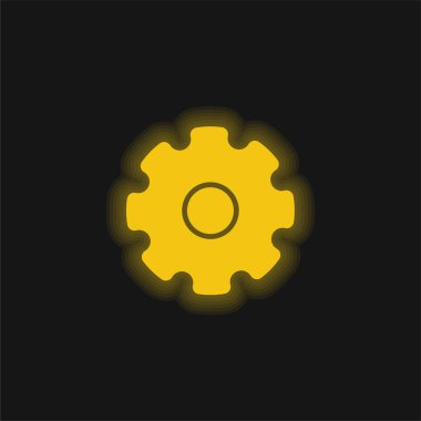 Büyük çark sarı parlayan neon simgesi