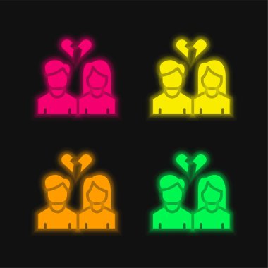 Parlayan dört renk neon vektör simgesini ayır