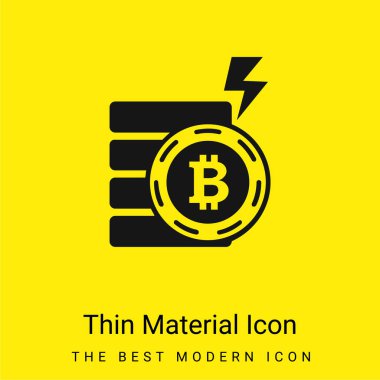 Bir Bolt Şekline sahip Bitcoin Elektrik Sembolü Asgari Parlak Sarı malzeme simgesi