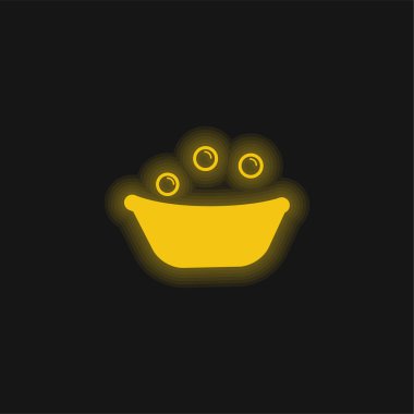 Sabun köpüklü Bebek Banyo Küveti Sarı parlak neon ikonu