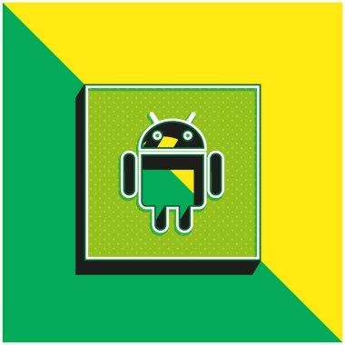 Android Yeşil ve Sarı 3D vektör simgesi logosu