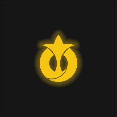 Aichi Japon Bayrağı Soyut Sembol Sarı parlak neon simgesi