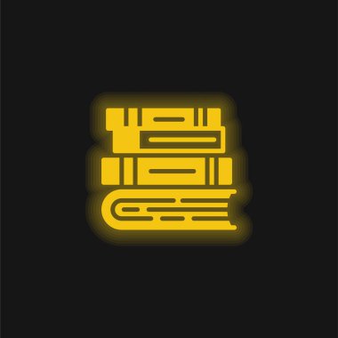 Kitaplar sarı parlak neon simgesi