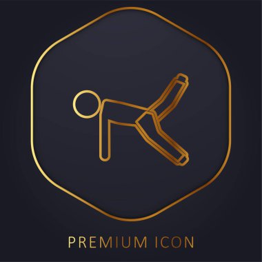 Çocuk Yerde Bacak Geren Altın Çizgi Logosu veya Simgesi