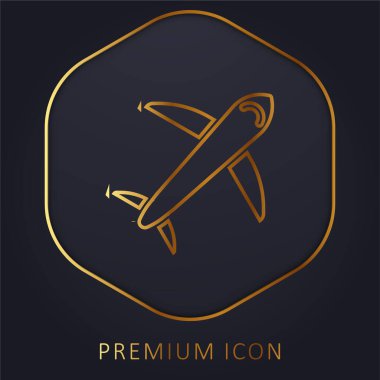 Uçak altın çizgisi prim logosu veya simgesi
