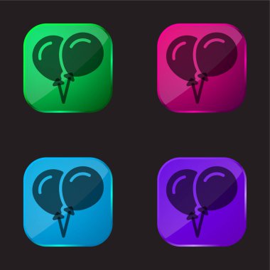 Balonlar dört renkli cam düğme simgesi