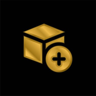 Altın kaplama metalik simge ya da logo vektörü ekle