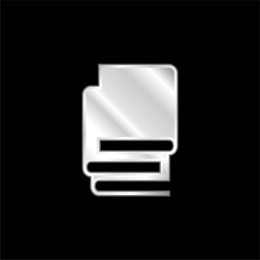 Kitap Yığını Gümüş Kaplama Metalik Simge