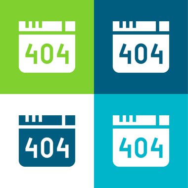 404 Hata Düz 4 renk minimal simgesi seti
