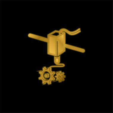 3d Yazıcı Yapılandırma Arayüzü Sembol altın kaplama metalik simge veya logo vektörü